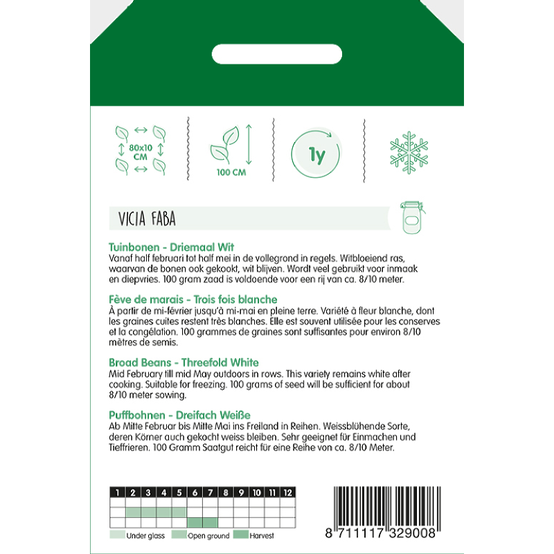 HT Tuinbonen Driemaal Wit, 100g