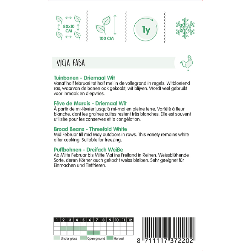 HT Tuinbonen Driemaal Wit, 250g